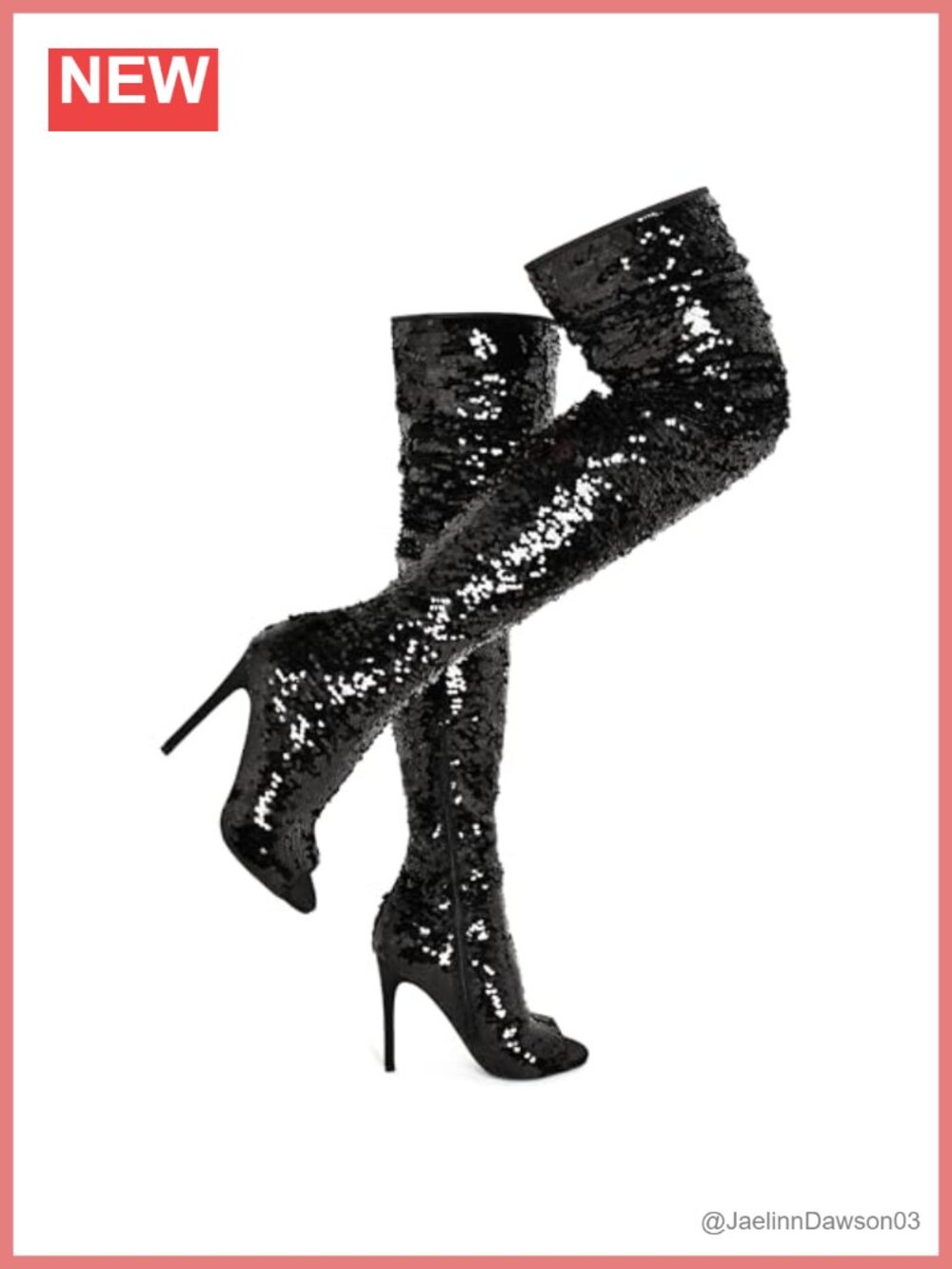 Sparkly Sequin Thigh High Boots, Peep Toe Stiletto Heels, Non-Slip Rubber Sole,